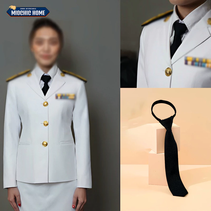 เนคไท ข้าราชการ สำหรับชุดปกติขาว เน็คไท ไทสำเร็จรูป สีดำ tie แบบซิปเนคไทผู้หญิง