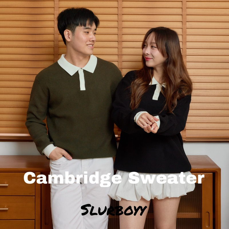 (ส่งด่วน กทม 4 ชม.) SLURBOYY Cambridge Sweater สเว็ตเตอร์ไหมพรม ทูโทนคอเสื้อ (SB0825)