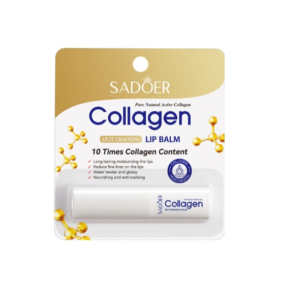 SADOER Collagen LIP BALM ลิปบาล์ม ให้ความชุ่มชื้น บอบบาง นุ่มนวล สวยงามยิ่งขึ้น ช่วยลดริ้วรอยริมฝีปากแห้งกร้าน ( สีทอง )