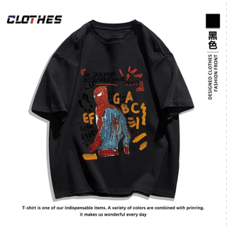 เสื้อยืด ผ้าคอตตอลแท้ CM65 “ลายแมงมุม สไปเดอ "ใส่สบาย สีไม่ตกเนื้อผ้าดี ตัดเย็บดี