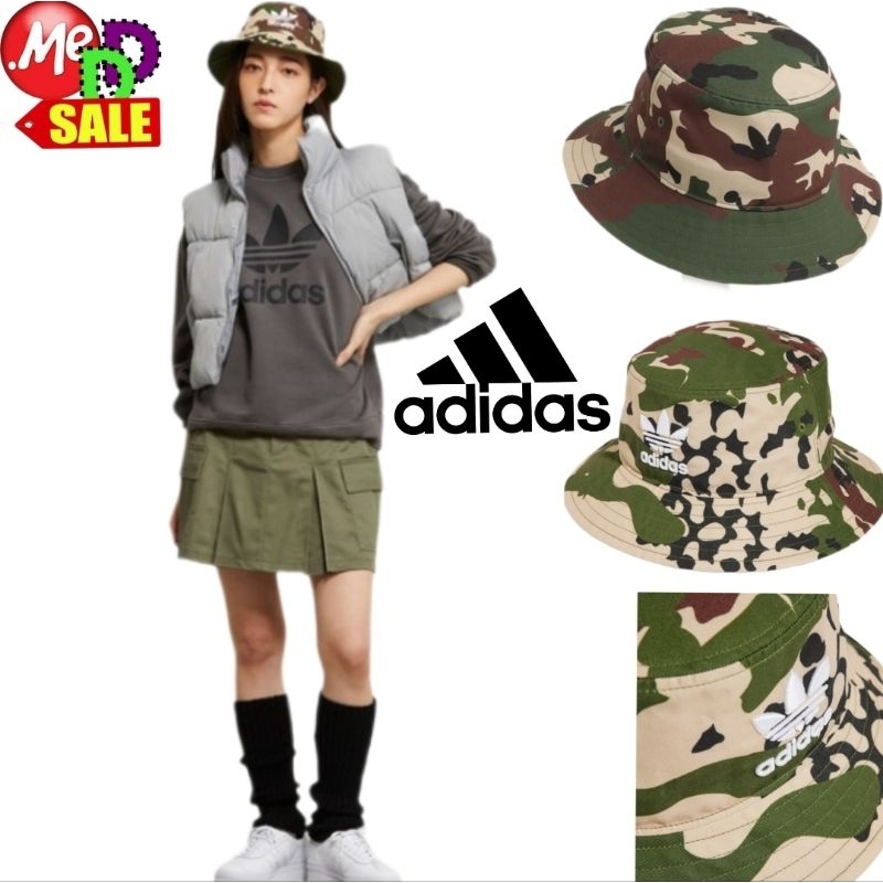 ADIDAS - ใหม่ หมวกปีกรอบ สไตล์สปอร์ต  Adidas Camo / Monogram Bucket Hat IU0042 IU0044