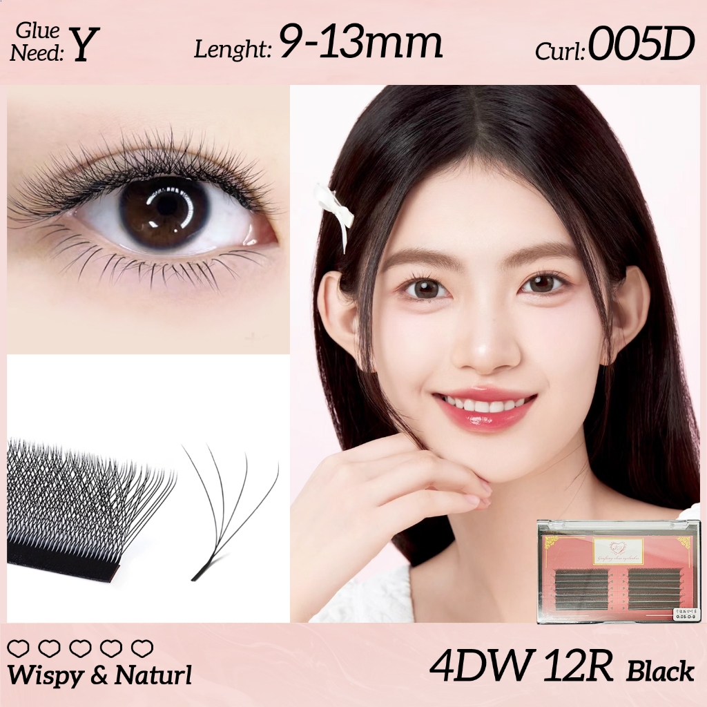 【 เทคนิคขนตา】4D W 005D 9mm-13mm Eyelash Extension ขนตาปลอม แถว ต่อขนตานุ่ม ขนตาปลอม ขนตาปลอม ขนมิงค์ปลอม สําหรับแต่งหน้า