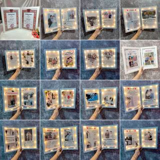 (พร้อมส่งจัดส่งถึงไวกว่าที่แจ้งในระบบ)กรอบพับ กรอบบานคู่โฟม+ไฟ กรอบรูปคู่ กรอบเขย่า กรอบบานพับโฟม มีไฟ 4x6/5x7/6x8/A4🎁