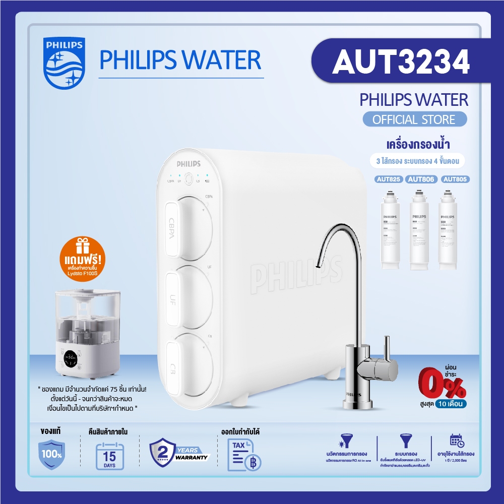 Philips water AUT3234 เครื่องกรองน้ําดื่ม ที่กรองน้ํา การกรอง 4 ขั้นตอน