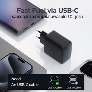 AUKEY PA-F4 หัวชาร์จเร็ว 45W GaN Super Fast Charge 2.0 PD3.0 PPS ชาร์จเร็ว iPhone 17 / Samsung S25
