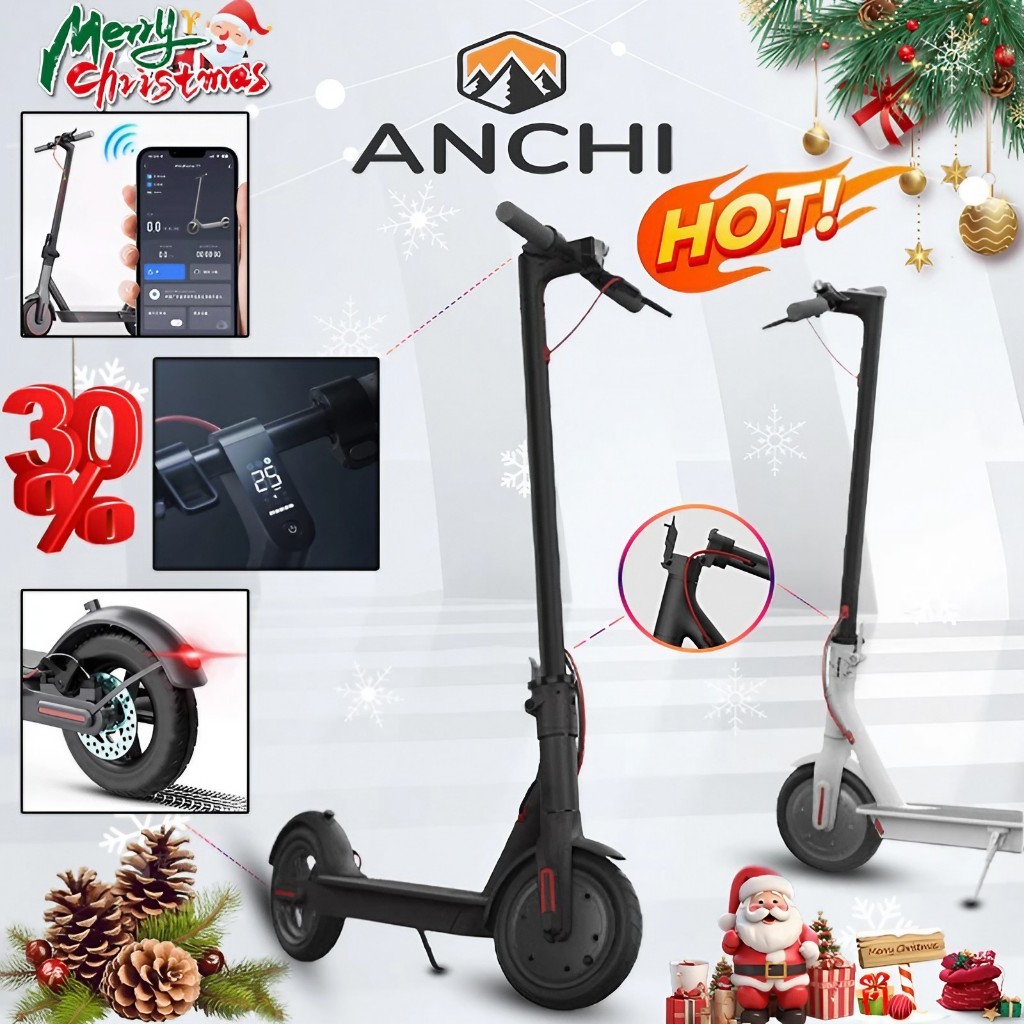 ANCHI สกูตเตอร์ไฟฟ้า จักรยานไฟฟ้า สกู๊ตเตอร์ Electric Scooter จอLED พับเก็บได้ รับน้ำหนักได้ถึง120KG