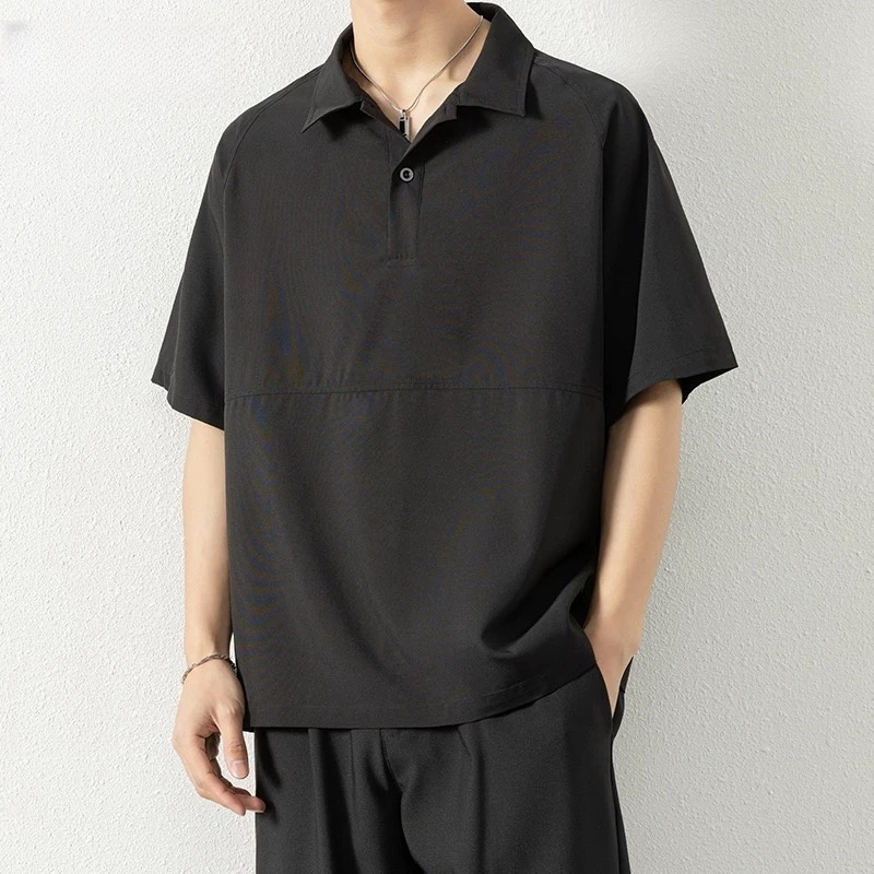 CLIFF ฤดูร้อน สีล้วน เสื้อโปโล เรียบง่าย เสื้อยืดผู้ชาย รูปที่ 4