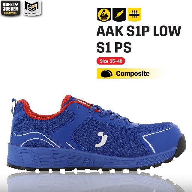[ของแท้พร้อมส่ง] Safety Jogger รุ่น AAK S1P LOW รองเท้าเซฟตี้ หัวคอมโพสิท แผ่นกันทะลุ น้ำหนักเบา กว้างพิเศษ ESD