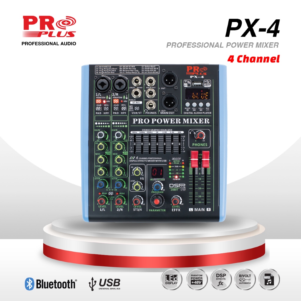 เพาเวอร์มิกซ์ 150W 4CH  บลูทูธ PRO PLUS PX-4