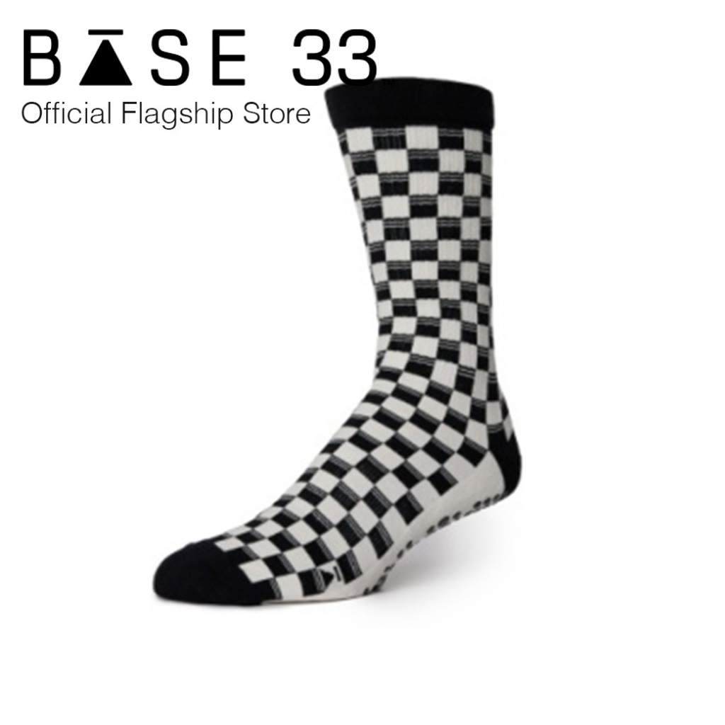 (New Spring 2025) Base33 Grip Crew Checkers ถุงเท้ากันลื่น สไตล์ผู้ชาย
