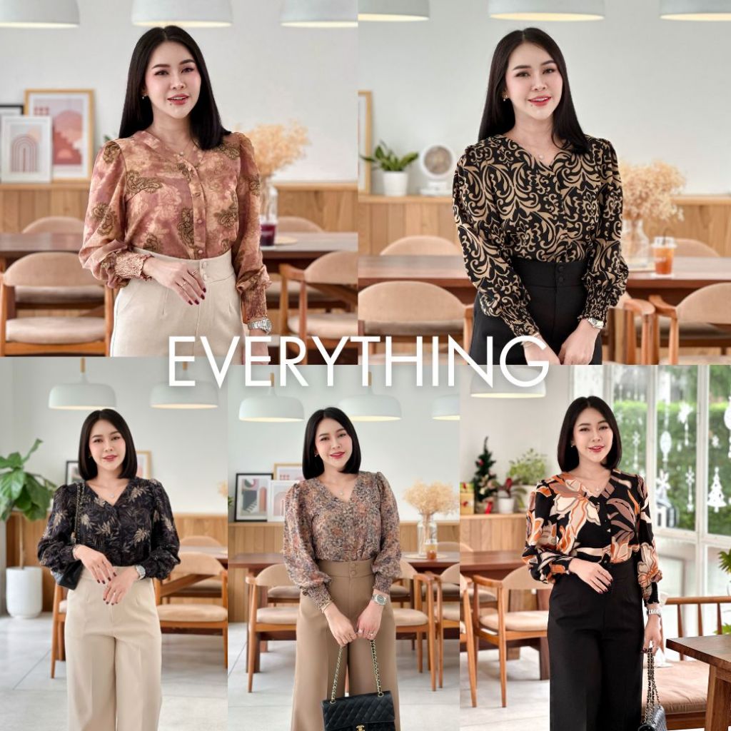 Everything2019 เสื้อทำงานผู้หญิงคอวี แขนยาวปลายแขนจั้ม รุ่นขายดี XS-3XL (680)