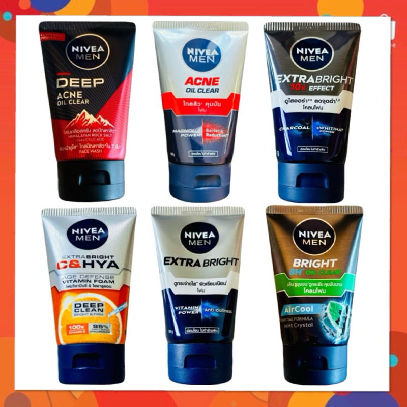 100 ml Nivea Men Extra Bright C&Hya Wash นีเวีย เมน เอ็กตร้า ไบรท์ ซี&ไฮยาเอจ โฟมล้างหน้านีเวีย สำหรับผู้ชาย