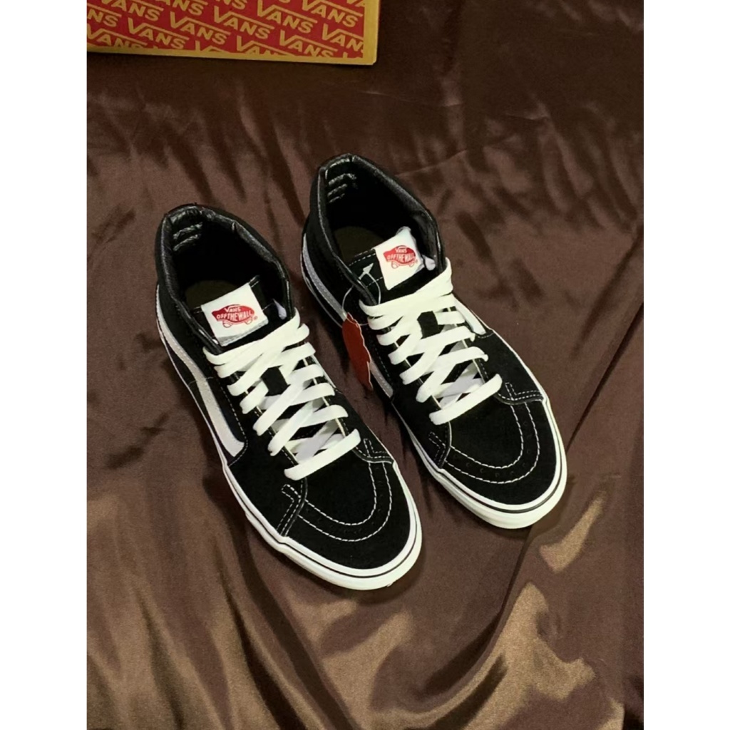 【พร้อมส่ง ของแท้ 100%】SK8 High Top รองเท้าผ้าใบ Black ของแท้ 100% Unisex