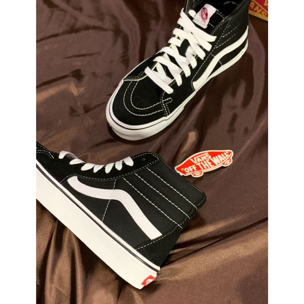 【พร้อมส่ง ของแท้ 100%】SK8 High Top รองเท้าผ้าใบ Black ของแท้ 100% Unisex