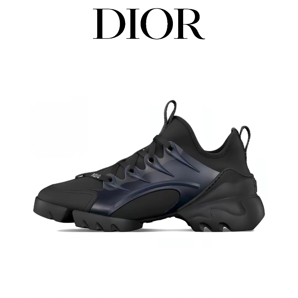 Dior D-Connect Low Top รองเท้าผ้าใบสำหรับบุรุษและสตรีรองเท้าลำลองสีดำ