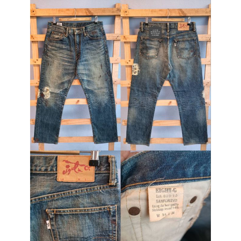 กางเกงยีนส์ชาย เอว 32-34 Eight-G ผ้าแน่นหนา สวยมาก แบรนด์ญี่ปุ่น มือ 2