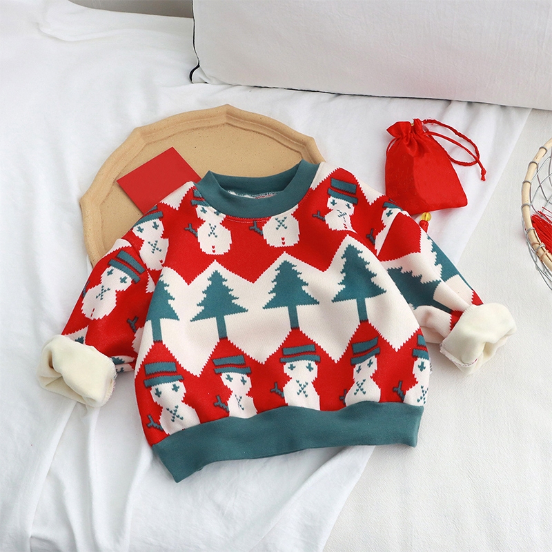 เสื้อสเวเตร์เด็ก เสื้อกันหนาวเด็ก คอกลม ลายน่ารัก วันคริสมาส ผ้านิม่ #21212