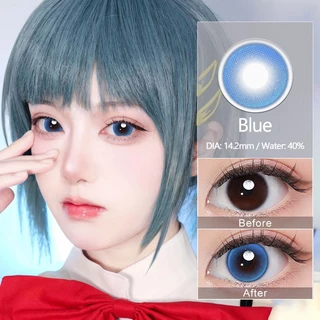 [จัดส่งจากประเทศไทยและจัดส่งรวดเร็ว] คอนแทคเลนส์คอสเพลย์สามสีสีฟ้าสีเขียวสีเหลือง 1 คู่คอสเพลย์ 14.2 มม.