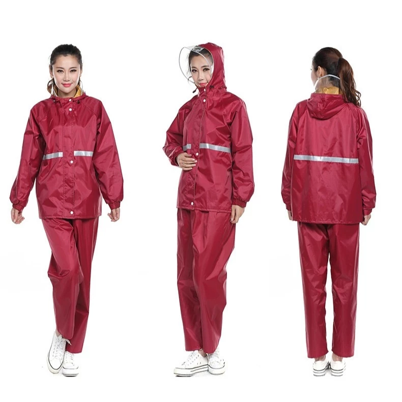 ชุดกันฝน เสื้อ+กางเกง หมวกติดเสื้อ มีแถบสะท้อนแสง เสื้อกันฝน PVC #7991 thumbnail 8