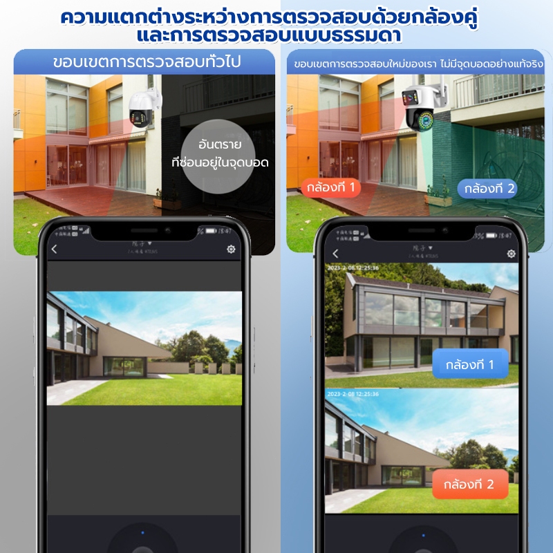 อัพเกรดใหม่🔥กล้องวงจรปิด หน้าจอคู่ wifi Color Full HD ​8MP Bidirectional Call Night Vision กันน้ํา กล้องวงจรปิดไร้สาย