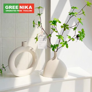 GREENIKA แจกันสพลาสติกไตล์นอร์ดิก สีขาว มินิมอล artistry ตกไ…