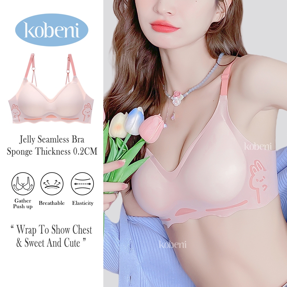 ⭐KOBENI⭐BRA เจลลี่บรา บราอกชิด ดันทรง ไร้โครง เซ็กซี่และน่ารัก ลายกระต่าย ใส่สบาย เนื้อผ้านิ่ม เก็บท