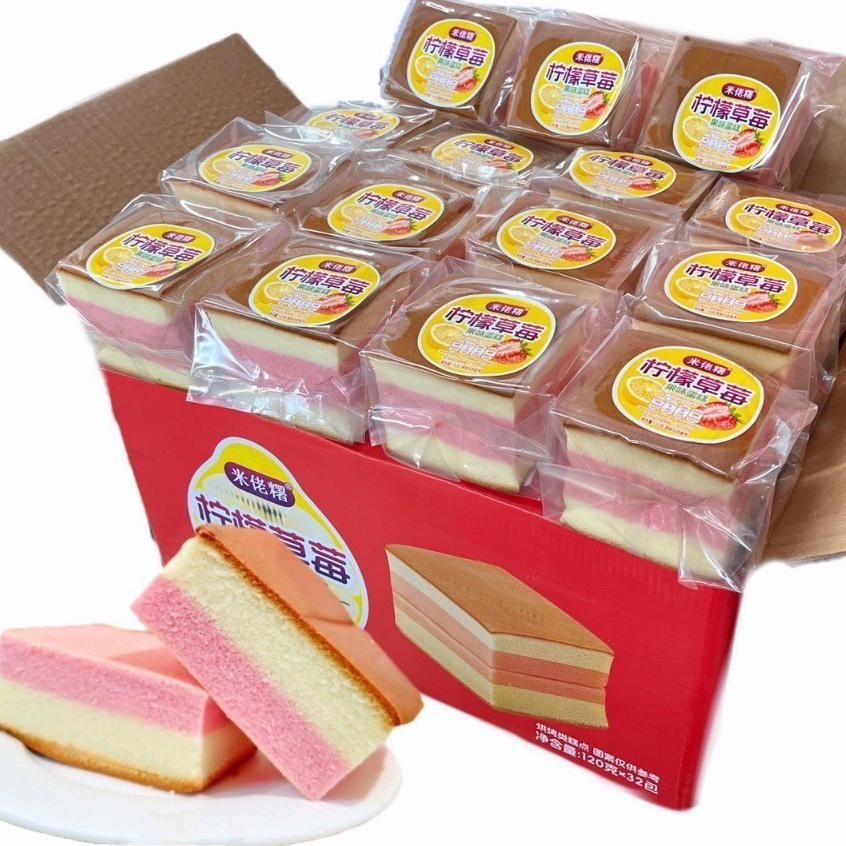 สินค้ายกลัง เค้กไข่สตรอเบอร์รี่เลม่อน 1ลังมี32ห่อ