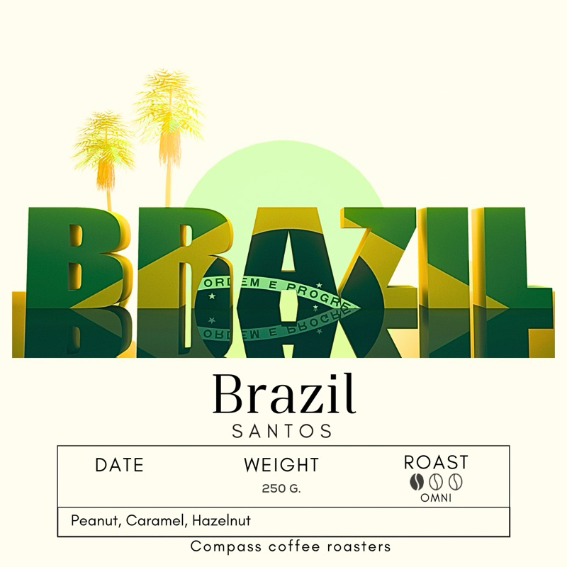 เมล็ดกาแฟ หอมคาราเมล คั่วกลาง BRAZIL Santos ขนาด 250 g.