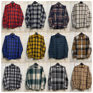 เสื้อเชิ้ตลายสก็อตแขนยาว M-4XL ผ้า cotton brush ใส่สบาย นุ่ม ลายสุดฮิต เสื้อเเขนยาวลายสก็อต