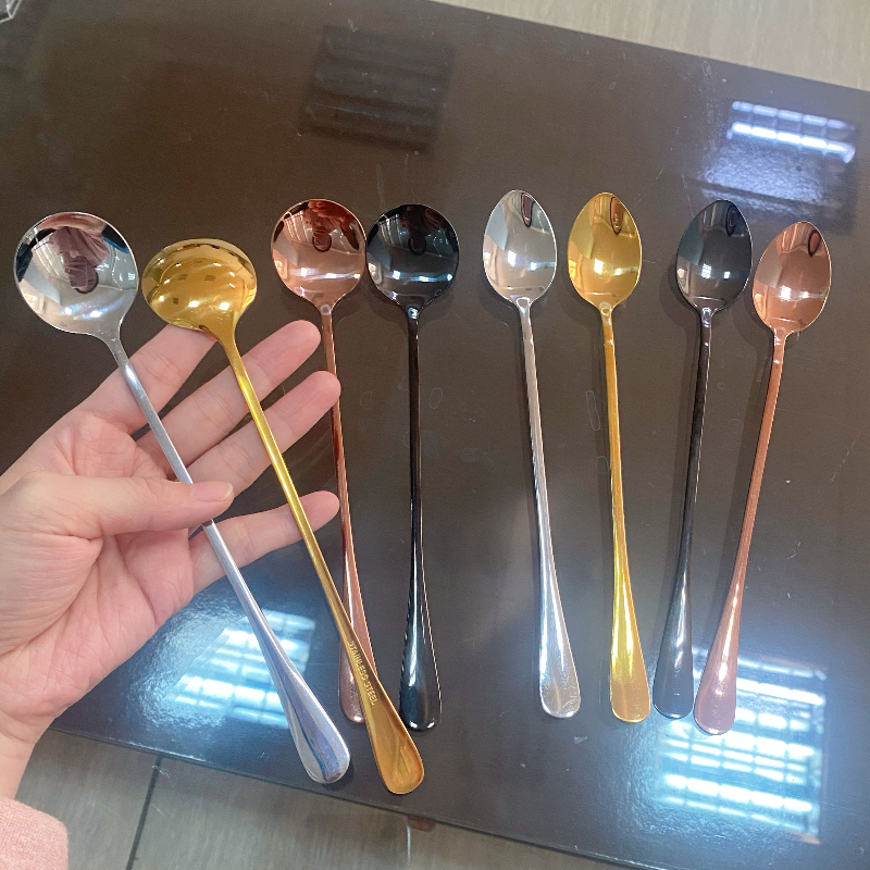 [พร้อมส่งจากไทย] ช้อนกาแฟด้ามยาว ช้อนคนสเตนเลส ช้อนมินิ ช้อนสมูทตี้ ช้อนน้ำผึ้ง ช้อนไวน์【สินค้าพร้อมส่ง】
