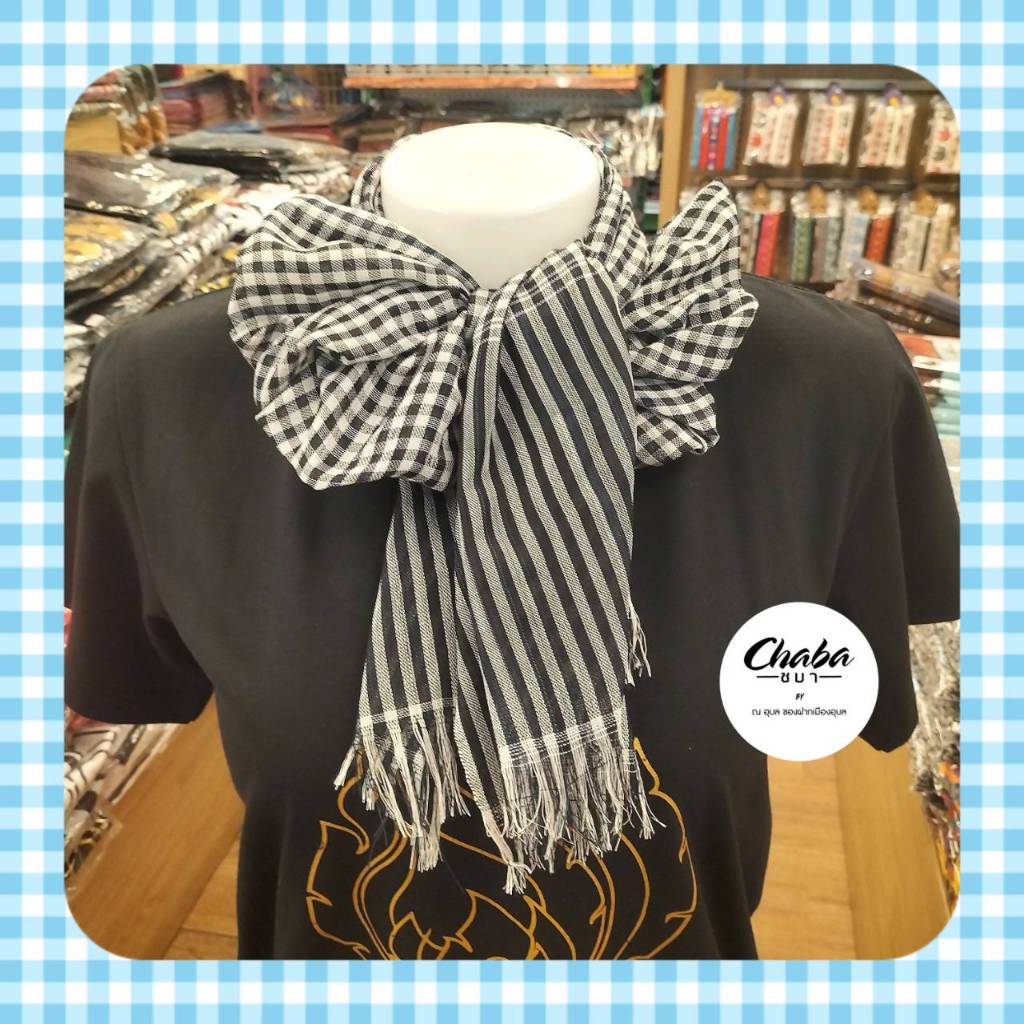 🧶🧵ผ้าพันคอ งานด้ายเนื้อผ้าบางลายสก็อต(ย้ำว่าผ้าบาง) ขนาด 37-128 เซนติเมตร📌📌สินค้าไม่ได้แพคใส่กล่อง แพคเกจถุงแก้วใสธรรมดา