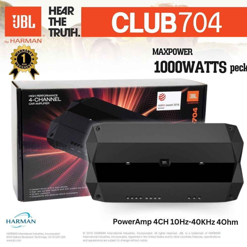 JBL แอมป์ขยายเสียง CLUB 704 แอมป์ เครื่องขยายเสียง 4CH พาวเวอร์แอมป์ เพาเวอร์แอมป์