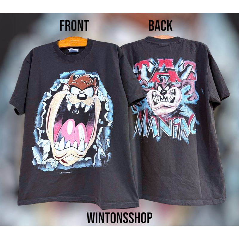 เสื้อยืด Taz Mania แทสอ้าปาก เสื้อการ์ตูน ผ้าดำ