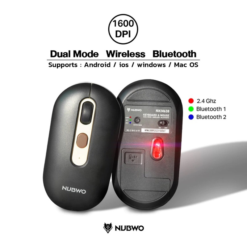 Nubwo NKM638 Keyboard+Mouse Dual mode Wireless/Bluetooth แป้นพิมพ์ไร้สาย ชุดเมาส์คีย์บอร์ดสีพาสเทลไร้สาย ภาษาไทยปุ่มกลม ราคา ถูกที่สุด ดีลบีเคเค แกลเลอรีภาพที่ 4