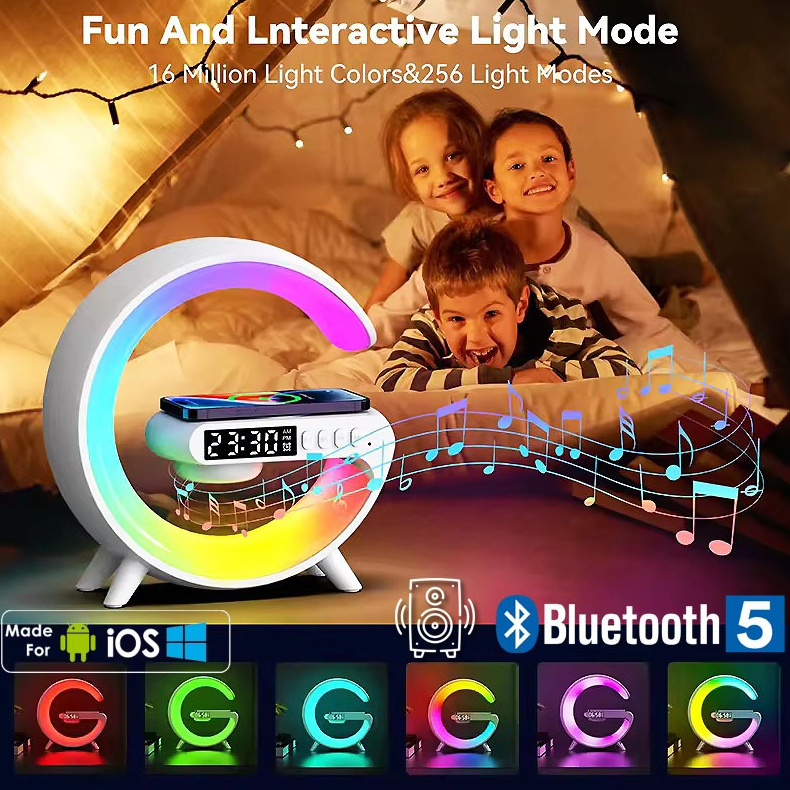 จัดส่งในกรุงเทพฯ COD ลำโพงบลูทูธไร้สาย+แทนชาร์จไร้สาย+โคมไฟ Super LED 7สี พกพา บลูทูธไร้สาย อเนกประสงค์ TF นาฬิกาปลุก