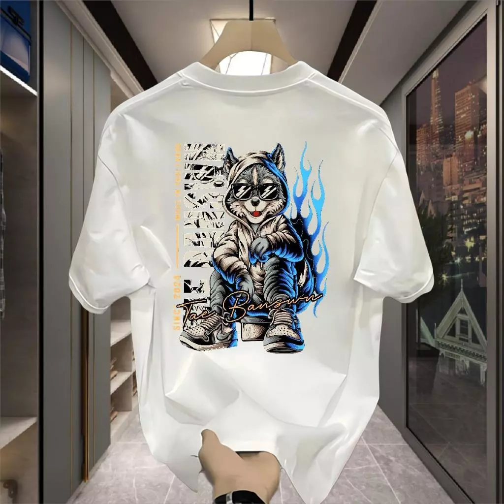 Basi เสื้อดำ เสื้อ oversize สกรีนหน้าหลัง ลาย TAE BANSWN มิติ ผ้าคอตตอน 100% เนื้อผ้าเกรดพรีเมียม คอกลม ใส่สบาย