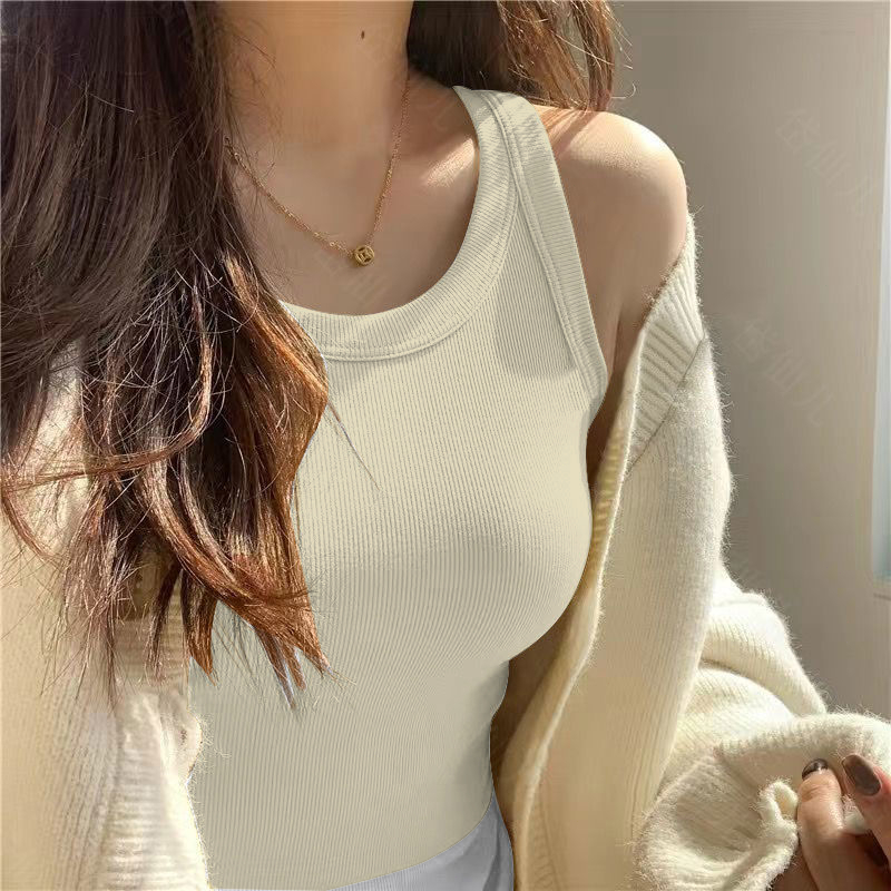 sz_home เสื้อกล้ามสีแอปริคอต แบบมีสาย สําหรับผู้หญิงสไตล์ใหม่ เสื้อกล้ามลุคเท่ ใส่ได้ทุกวัน B882