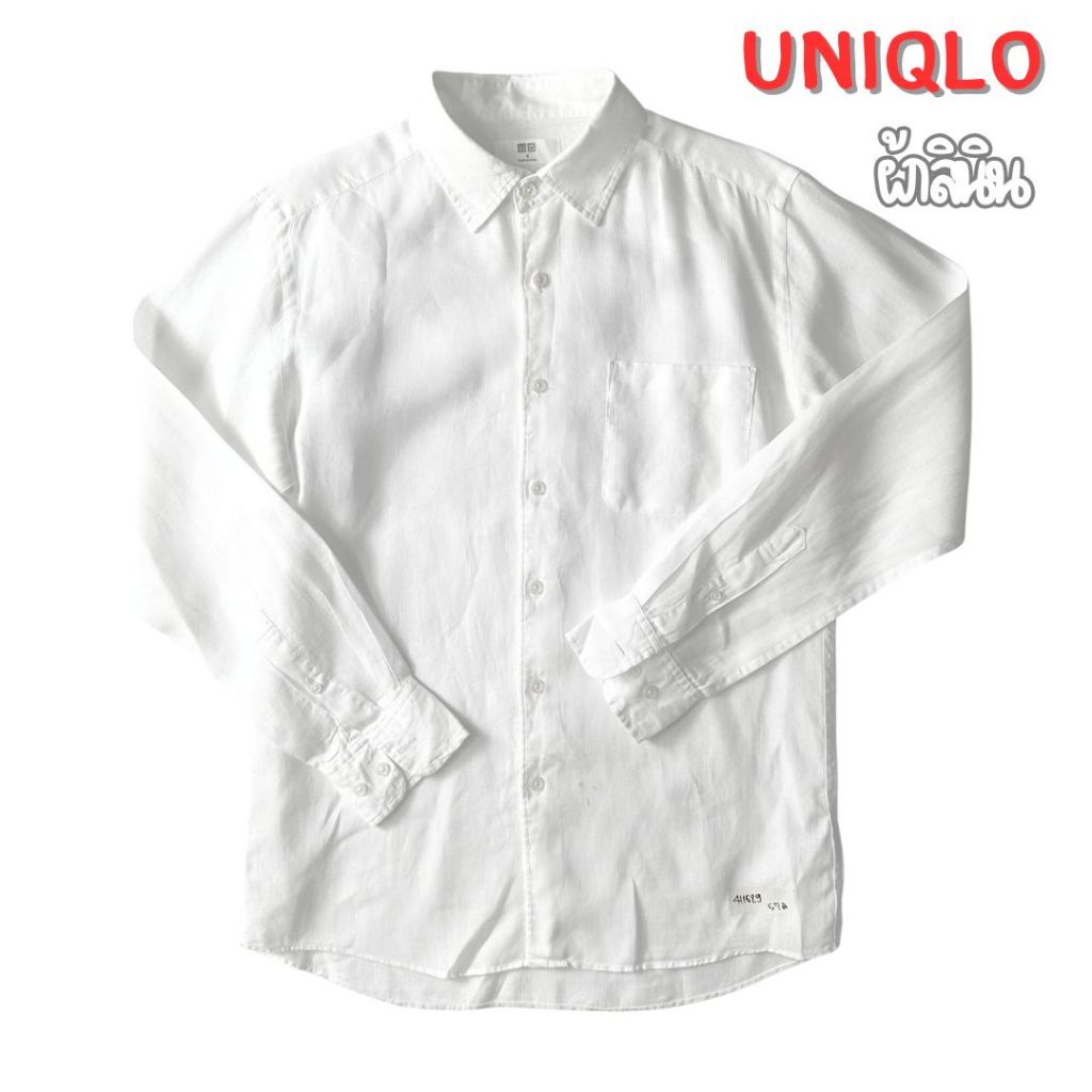 เสื้อเชิ้ตสีขาว UNIQLO MUJI GU ผ้าลินิน  แขนสั้น แขนยาว คอปก