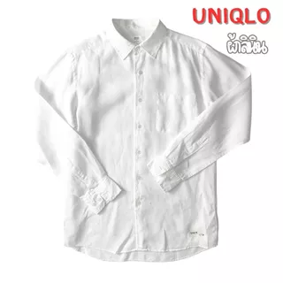 เสื้อเชิ้ตสีขาว UNIQLO MUJI GU ผ้าลินิน แขนสั้น แขนยาว คอปก