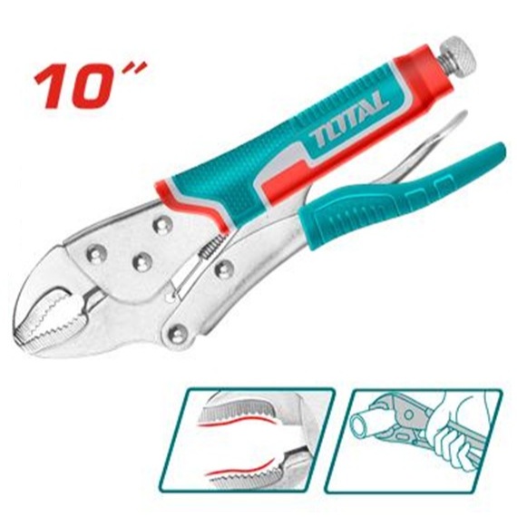 TOTAL THT-191003 คีมล็อคปากโค้ง ขนาด 10 นิ้ว รุ่น THT191003 ( Curved Jaw Locking Plier )