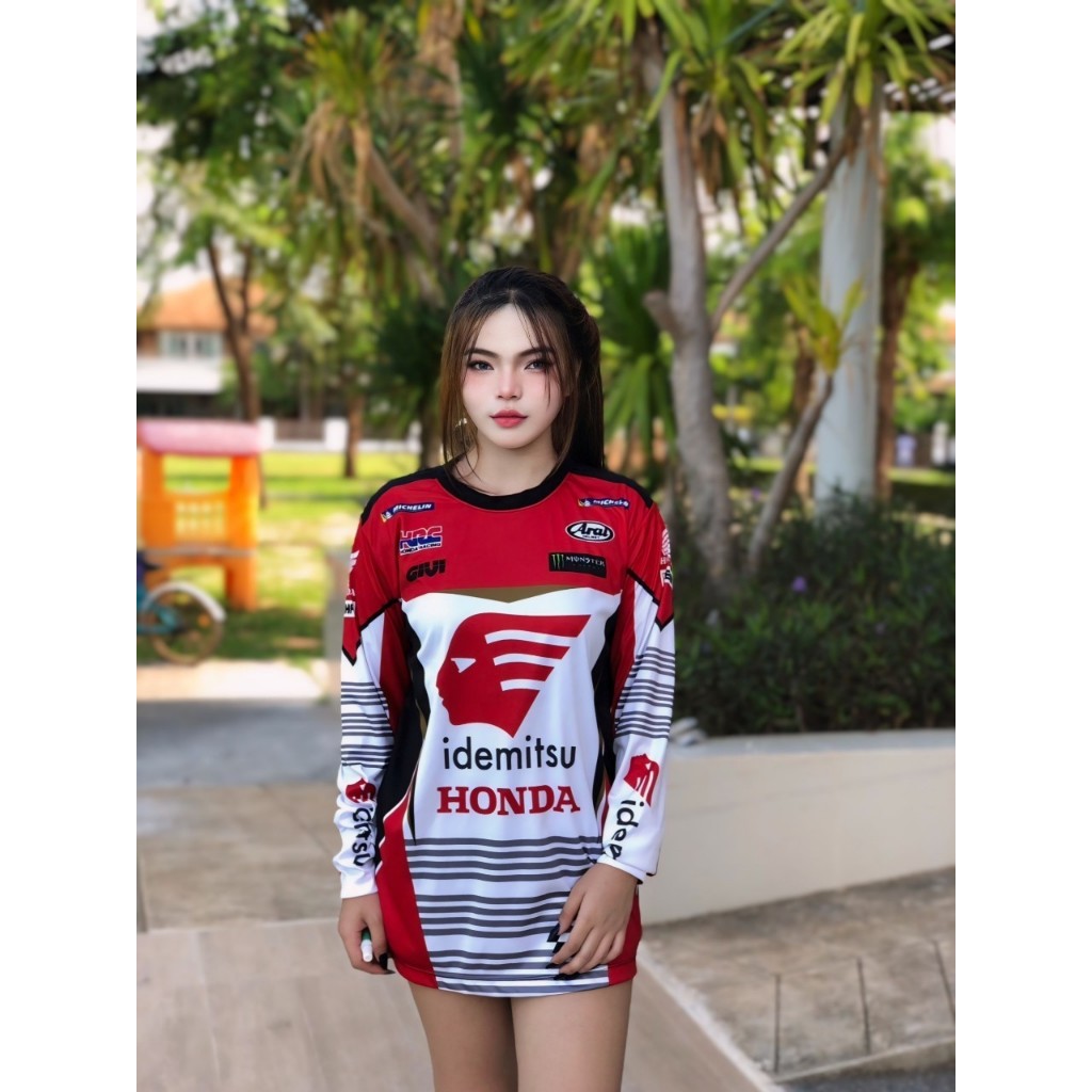 เสื้อกีฬาแขนยาวลาย HONDA IDEMITSU ใส่สบายไม่ร้อนใส่ได้ทั้งผู้หญิงและผู้ชาย