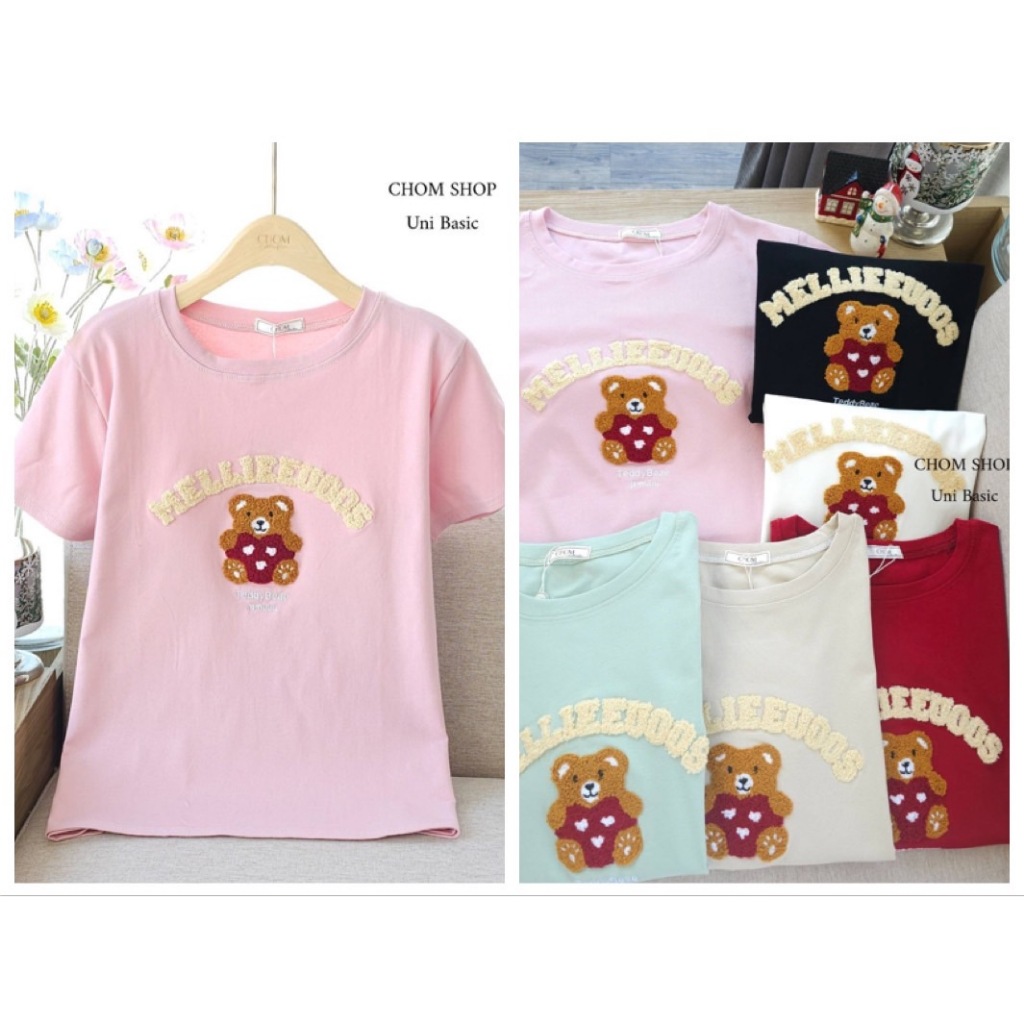 ป้าย CHOM เสื้อผ้าคอตตอนยืดน้องหมีน่ารัก อก 42 นิ้ว ยาว 23 นิ้ว