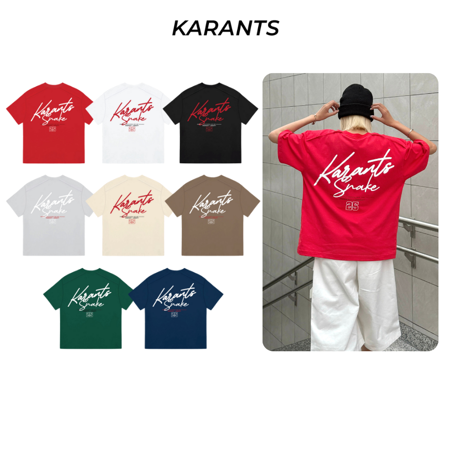 [คอลเลกชันงู Karants 2025] - Karants แบรนด์ระดับนานาชาติ เสื้อยืด Snake มีกระเป๋าข้าง ทรง Boxy - KR1