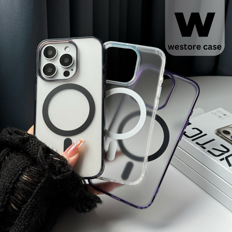 Magnetic Case ขอบเงาข้างหลังหลังด้าน เคสผิวด้านแม่เหล็กรองรับไวเล็ทชาร์จได้ สำหรับรุ่นไอโฟน11-17 17Air 17Pro 17ProMax