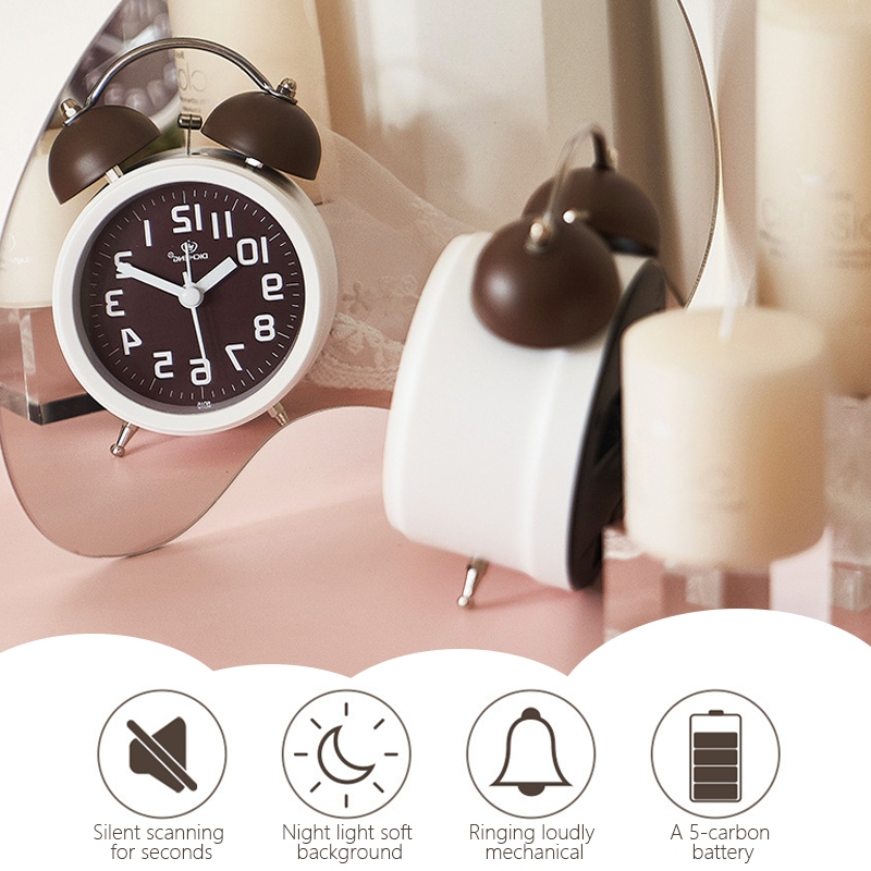 นาฬิกาปลุก นาฬิกาตั้งโต๊ะมินิมอล Alarm clock มีไฟ เสียงกระดิ่ง นาฬิกาปลุกตั้งโต๊ะ สไตล์วินเทจ