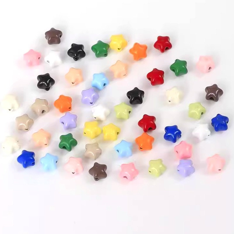 7mm candy color alloy baking paint three-dimensional five-pointed star beaded DIY jewelry accessorie