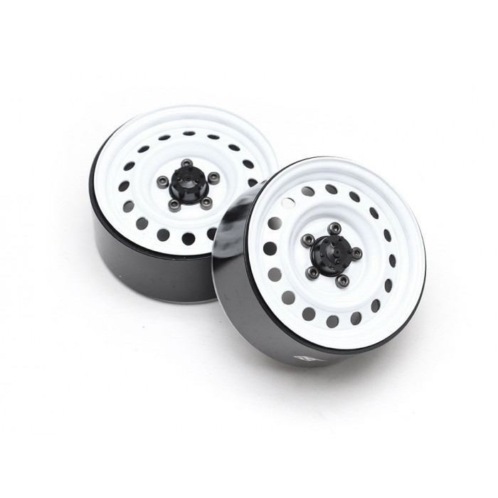 Boom Racing 1.9" (หน้าหลัง4วง) 16-Hole Classic Steelie Reversible Beadlock Wheel XT504 White Hub BRW