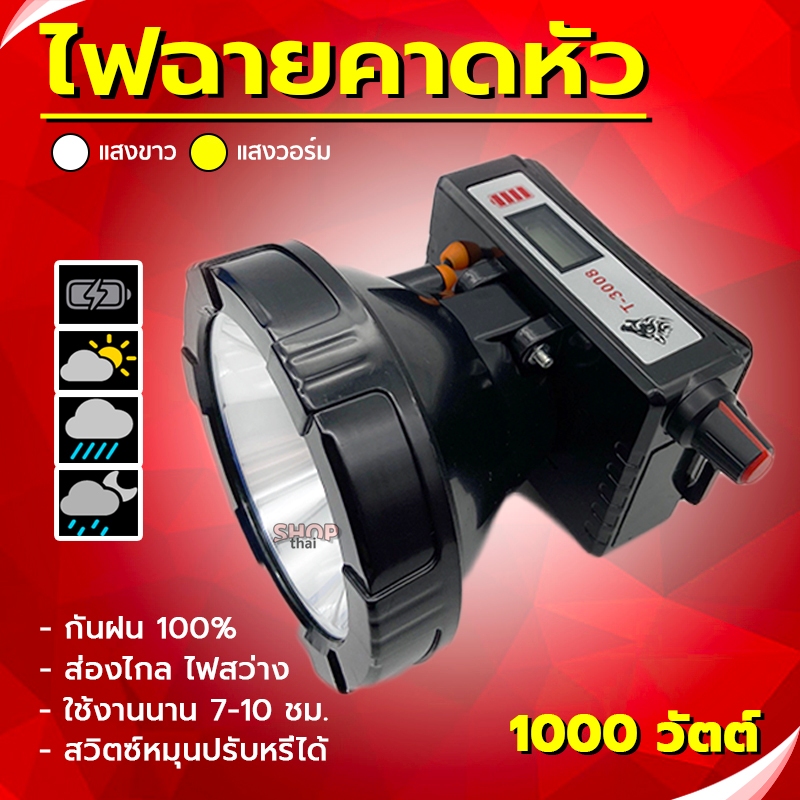 ไฟส่องกบ ไฟฉายคาดหัว ไฟส่องทาง ไฟฉายเดินป่า แคมป์ปิ้ง กันน้ำ ลุยฝน ชาร์จแบตได้ แบตอึด 8-10 ชั่วโมง