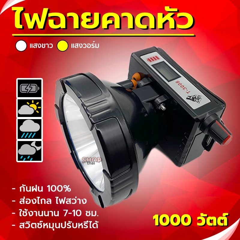 ไฟส่องกบ ไฟฉายคาดหัว ไฟส่องทาง ไฟฉายเดินป่า แคมป์ปิ้ง กันน้ำ ลุยฝน ชาร์จแบตได้ แบตอึด 8-10 ชั่วโมง