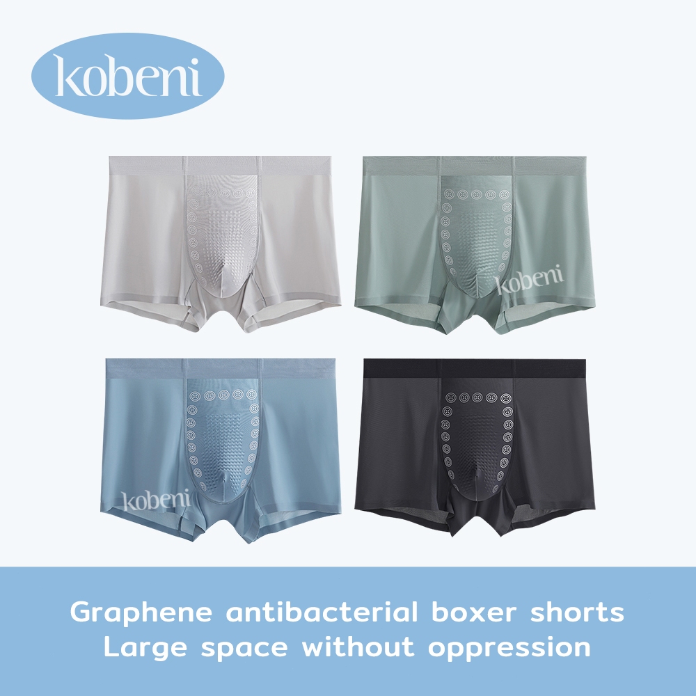 ⭐KOBENI⭐กางเกงในชาย ไร้ขอบ กางเกงในบ๊อกเซอร์ เม็ดนวดเป้า ผ้านิ่มใส่สบาย โคตรทน ไ